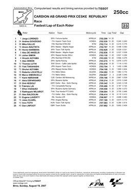 R Fastest Lap of Each Rider