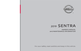 2019 Nissan Sentra | Owner's Manual and Maintenance Information