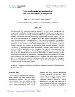 Patterns of Vegetative Reproduction and Distribution of Cylindropuntia