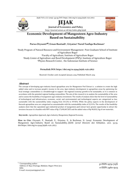 Economic Development of Mangosteen Agro-Industry Based on Sustainability