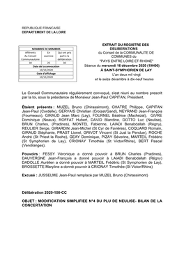 Approbation Du Bilan De La Concertation De La Modification Simplifiée N°4 Du PLU De