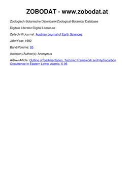 Part I Outline of Sedimentation, Tectonic Framework and Hydrocarbon Occurrence in Eastern Lower Austria