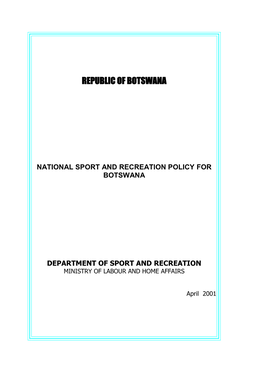 2001 National Sport Policy