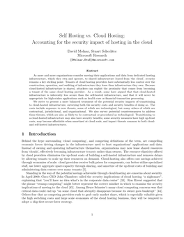 Self Hosting Vs. Cloud Hosting: Accounting for the Security Impact of Hosting in the Cloud