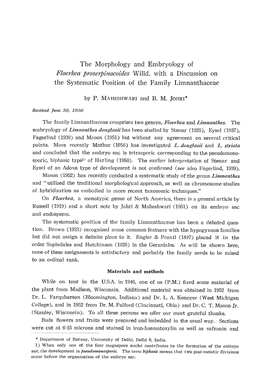 The Morphology and Embryology of Floerkea Prosepinacoides~Willd