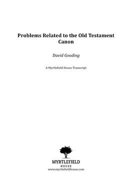 Problems Related to the Old Testament Canon