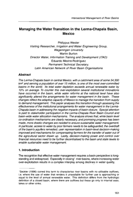 Managing the Water Transition in the Lerma-Chapala Basin, Mexico