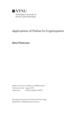 Applications of Paillier S Cryptosystem