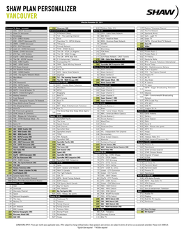 SHAW PLAN PERSONALIZER VANCOUVER Effective November 03, 2011