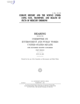 Climate History and the Science Under- Lying Fate, Transport, and Health Ef- Fects of Mercury Emissions