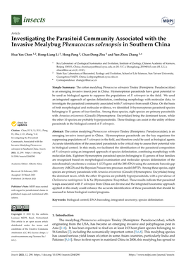 Investigating the Parasitoid Community Associated with the Invasive Mealybug Phenacoccus Solenopsis in Southern China