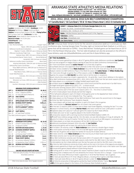 A-State Football Game Notes Vs. Georgia State