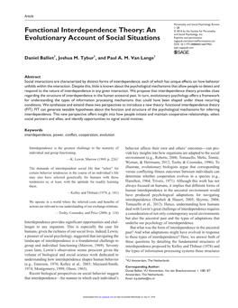 Functional Interdependence Theory: an © 2016 by the Society for Personality and Social Psychology, Inc