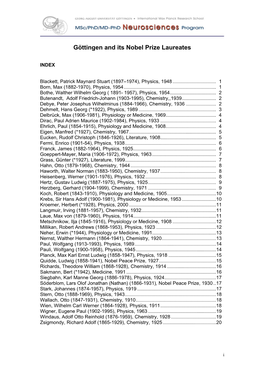 Göttingen and Its Nobel Prize Winners