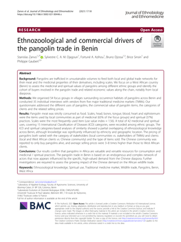 Ethnozoological and Commercial Drivers of the Pangolin Trade in Benin Stanislas Zanvo1,2* , Sylvestre C