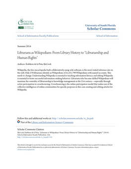 Librarians As Wikipedians: from Library History to “Librarianship and Human Rights”
