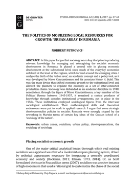 Urban Areas’ in Romania