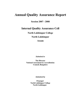 Annual Quality Assurance Report