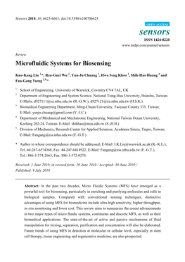 Microfluidic Systems for Biosensing