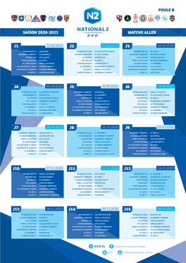 J1 J10 J3 J12 J6 J15 J2 J11 J8 Saison 2020-2021 Matchs Aller Poule B J5 J14 J4 J13 J9 J7