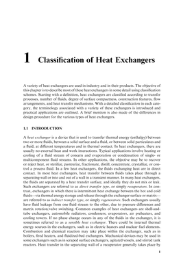 1 Classification of Heat Exchangers