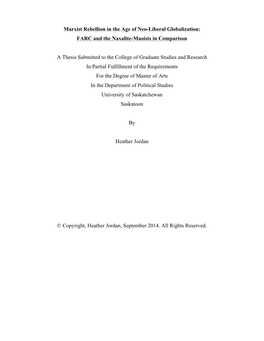 Marxist Rebellion in the Age of Neo-Liberal Globalization: FARC and the Naxalite-Maoists in Comparison