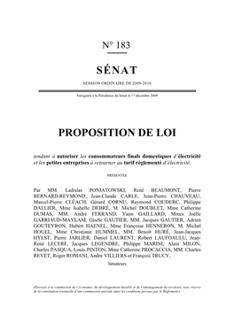 Sénat Proposition De