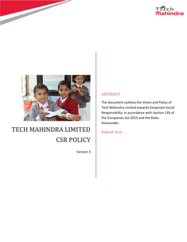 Tech Mahindra Limited CSR Policy