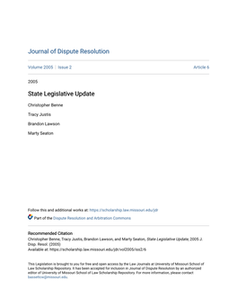 State Legislative Update