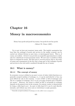 Chapter 16 Money in Macroeconomics