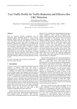 User Traffic Profile for Traffic Reduction and Effective Bot C&C