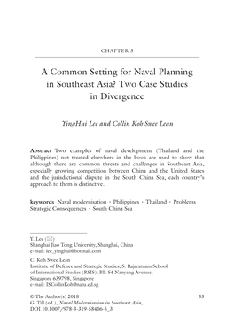 A Common Setting for Naval Planning in Southeast Asia? Two Case Studies in Divergence