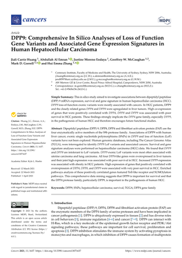 DPP9: Comprehensive in Silico Analyses of Loss of Function Gene Variants and Associated Gene Expression Signatures in Human Hepatocellular Carcinoma