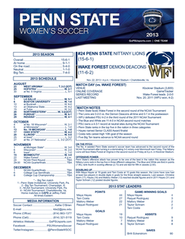 2013 Penn State Women's Soccer