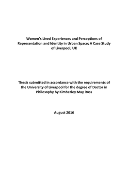 Women's Lived Experiences and Perceptions of Representation And
