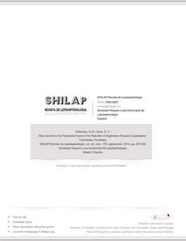 (Russia) (Lepidoptera: Crambidae, Pyralidae) SHILAP Revista De Lepidopterología, Vol