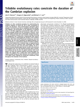 Trilobite Evolutionary Rates Constrain the Duration of the Cambrian Explosion