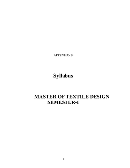 Master of Textile Design Syllabus