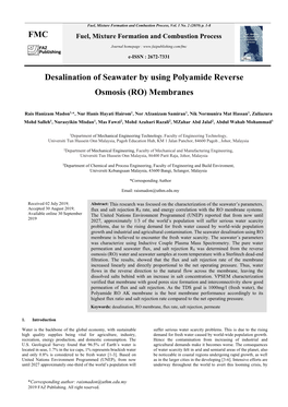 FMC Desalination of Seawater by Using Polyamide Reverse Osmosis