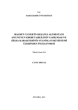 Haldun Taner'in Keşanli Ali Destani Oyununun Edebi