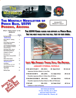 January 2011 PERCH BASE, USSVI Volume 17 - Issue 1 PHOENIX, ARIZONA