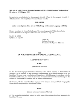 Law on Public Usage of the Slovenian Language 2004