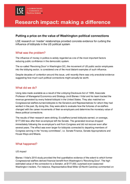 Putting a Price on the Value of Washington Political Connections