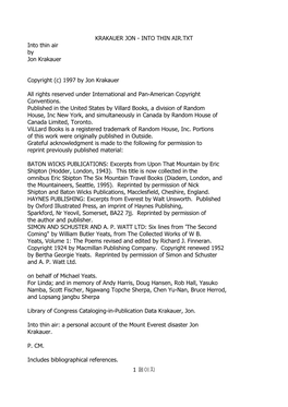 KRAKAUER JON - INTO THIN AIR.TXT Into Thin Air by Jon Krakauer