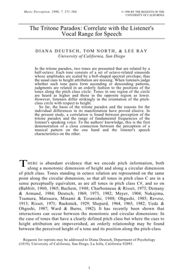 The Tritone Paradox: Correlate with the Listener's Vocal Range for Speech