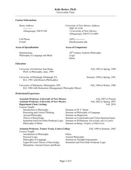 Kelly Becker, Ph.D. Curriculum Vitae Page 1 of 5