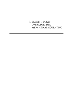 7. Elenchi Degli Operatori Del Mercato Assicurativo