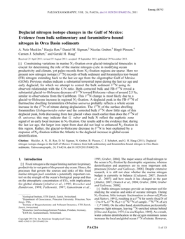 Deglacial Nitrogen Isotope Changes in the Gulf of Mexico: Evidence from Bulk Sedimentary and Foraminifera‐Bound Nitrogen in Orca Basin Sediments A