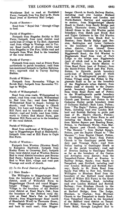 THE LONDON GAZETTE, 26 JUNE; 1923. 4445 Workhouse End to Road at Nofthfield Hanger Church to Sandy Railway Station, Farm; Footpath from Top End to St