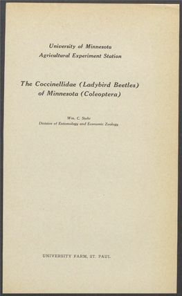 The Coccinellidae (Ladybird Beetles) of Minnesota (Coleoptera)